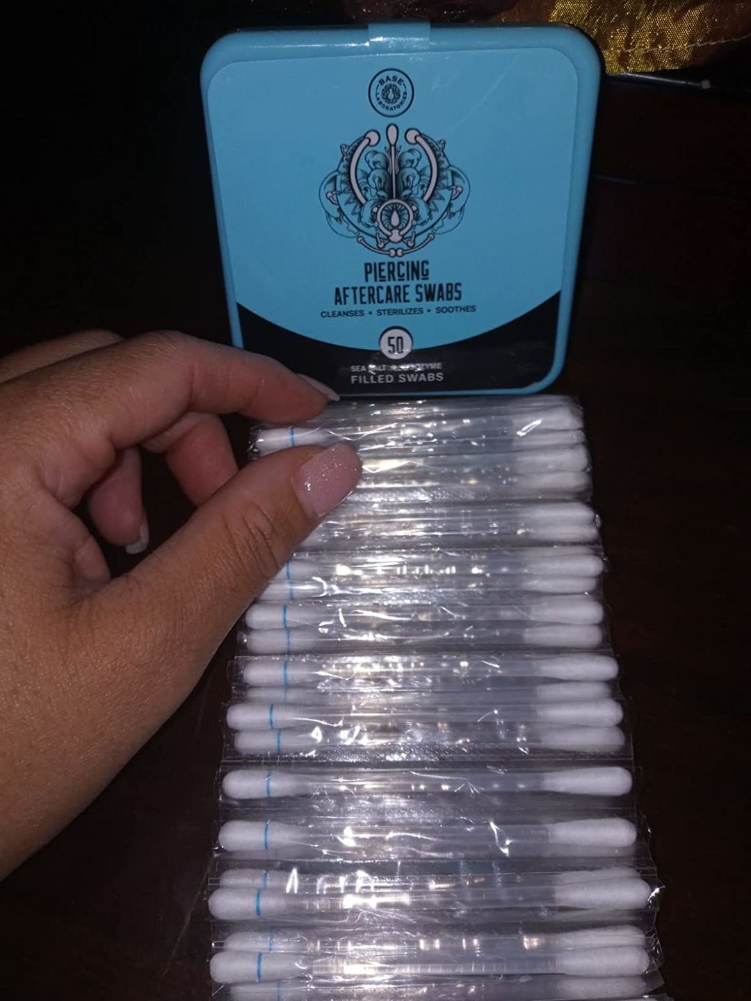 Customer photo review of Piercing Aftercare Swabs