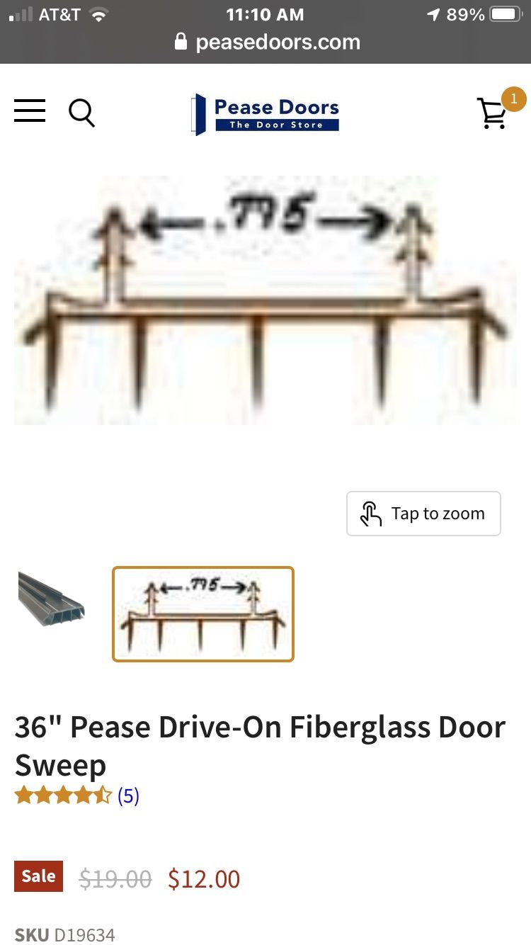 Customer photo review of 36" Pease Drive-On Fiberglass Door Sweep