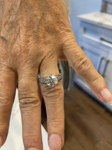 Customer photo review of Round Cut Moissanite Channel Set Engagement Ring