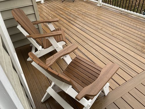 Customer photo review of DuraWeather Poly® King Size Folding Adirondack Chair - Exclusive Wood Grain Poly-resin