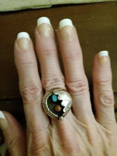 Customer photo review of Navajo Sterling Silver & Royston Turquoise Blossom Pendant