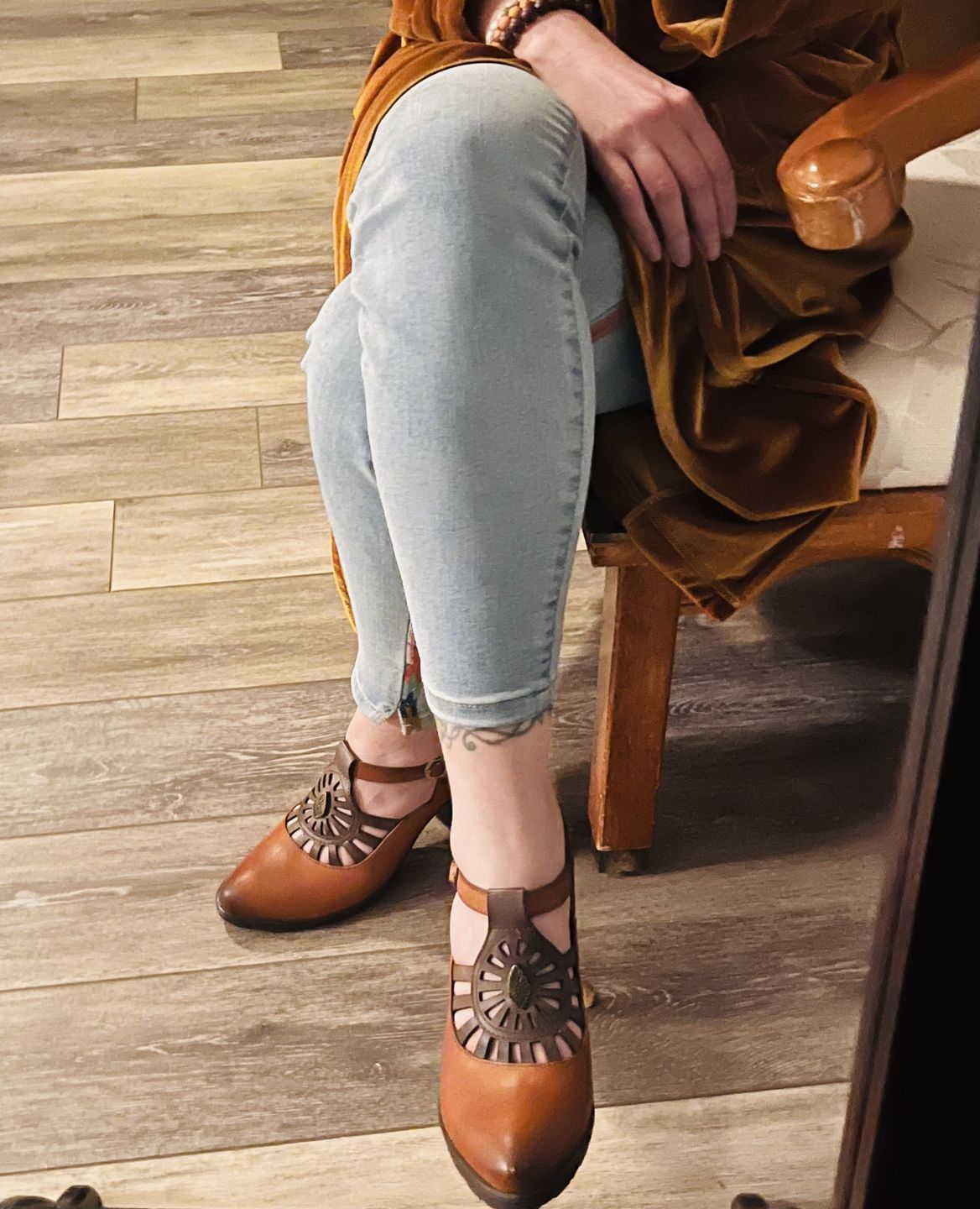 Customer photo review of Retro Leather Adjustable Belt High Heels