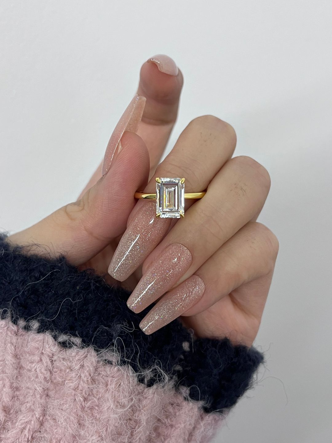 Customer photo review of S925 Classic 3.5Ct/5.0Ct Emerald Cut Solitaire Engagement Ring Stackable Ring For Everyday Wear