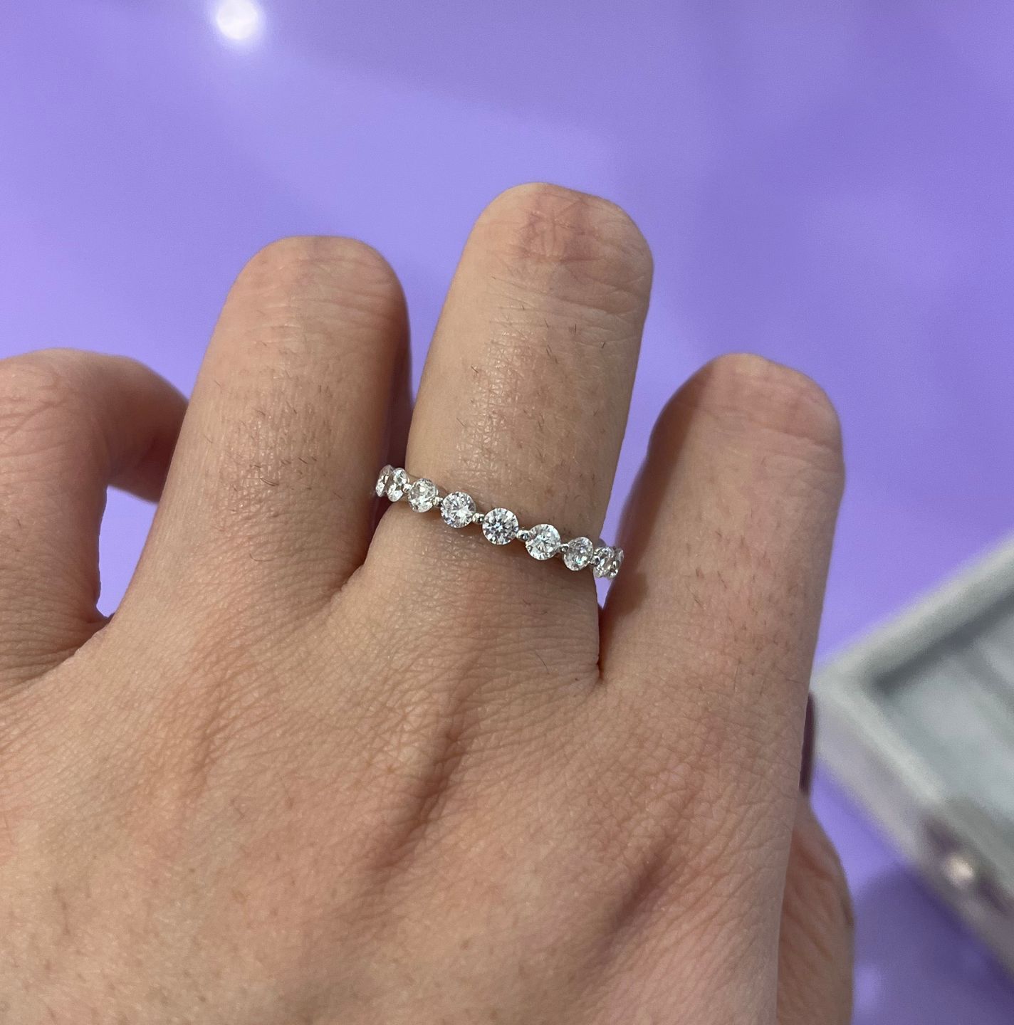 Customer photo review of Louily Fashion Eternity Round Cut 1.5 Ct Wedding Band In Sterling Silver