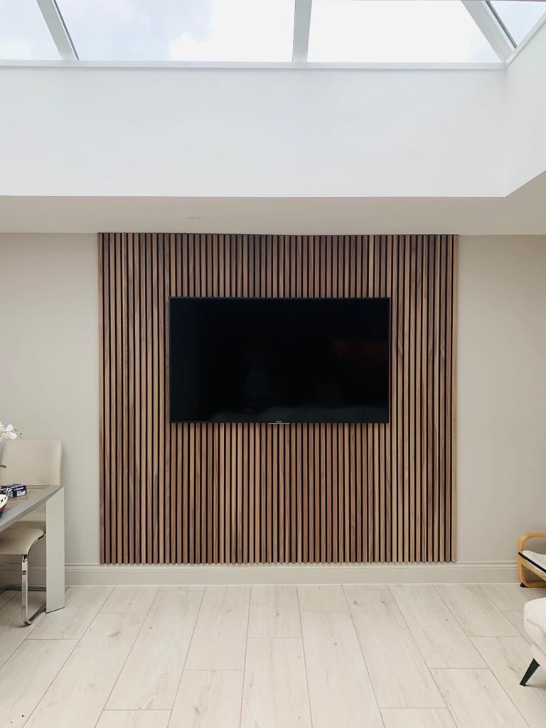 Customer photo review of SlatWall Acoustic Grey Oak