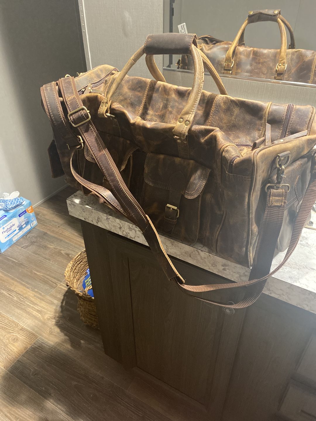 Customer photo review of Large Hunter Buffalo Leather Duffel Bag