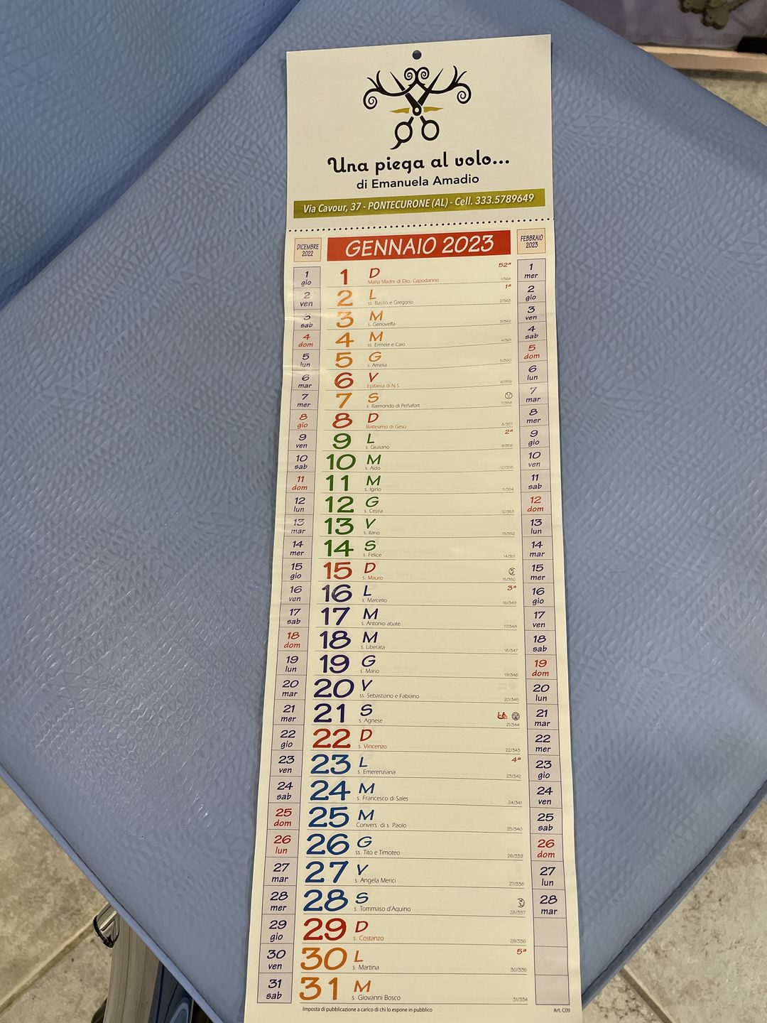 Customer photo review of Calendario Slim