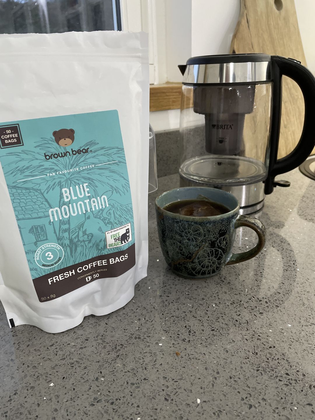 Customer photo review of Blue Mountain Coffee Bags, Strength 3, Medium Roast