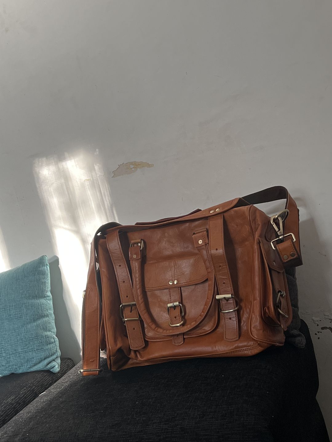 Customer photo review of Walker Leather Office Travel Bag