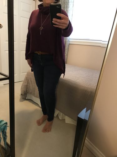 Customer photo review of Zen Rib Cowl Neck Sweater (Plum)