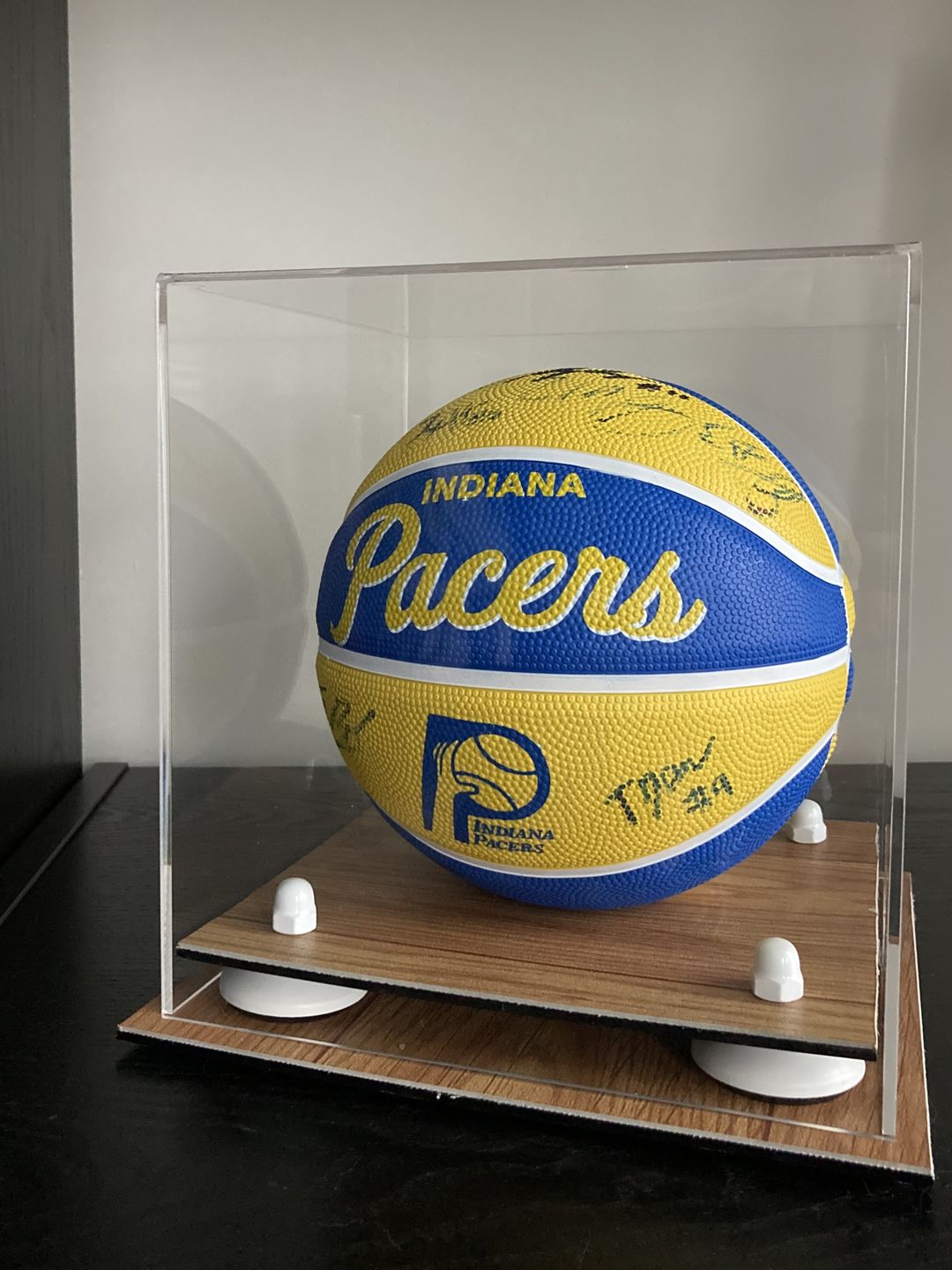Customer photo review of Acrylic Mini - Miniature (not Full Size) Basketball Display Case - Clear (B03/A015)