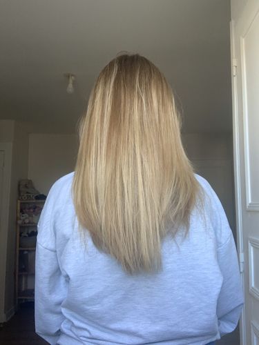 Customer photo review of Notre soin éclaircissant pour des cheveux rayonnants en moins de 5 minutes