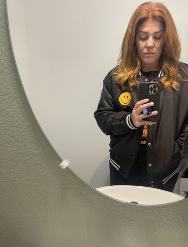 Customer photo review of Varsity Smile Jacket
