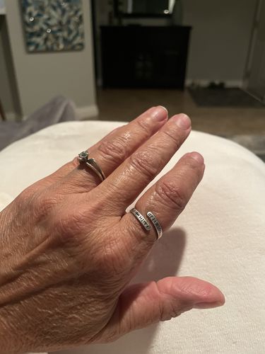 Customer photo review of "FAITH OVER FEAR" Sterling Silver Cross Ring