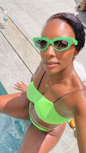 Customer photo review of Yara Two-Piece Mesh Bikini - Lime