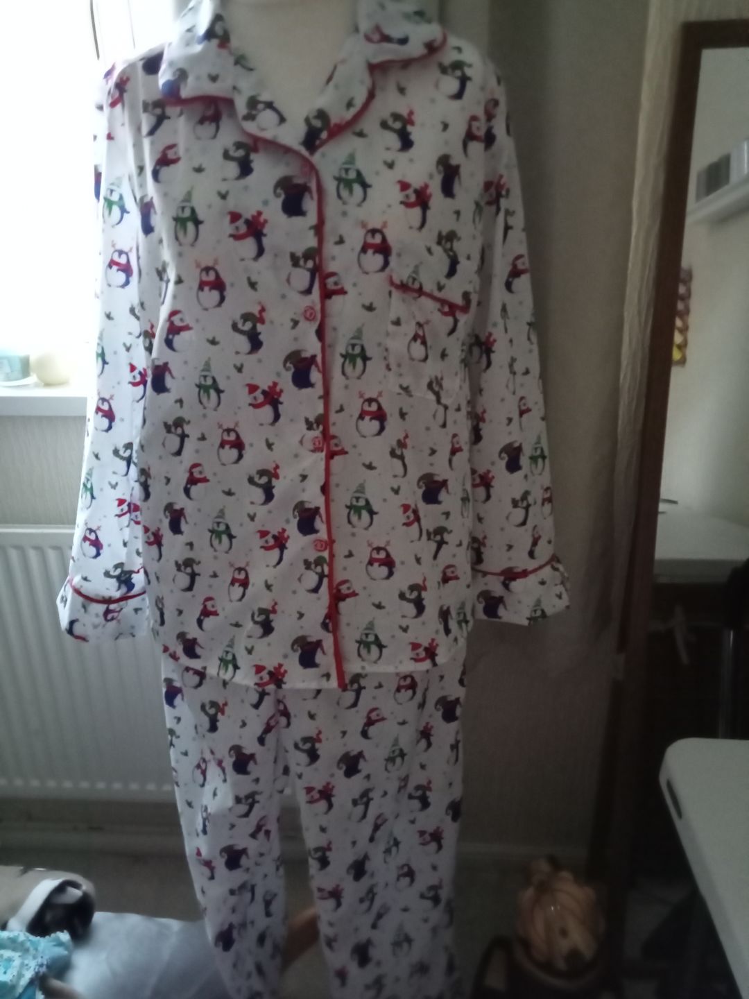 Customer photo review of Christmas Penguins on White Polycotton Fabric