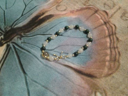 Customer photo review of Bracelet anti-douleur en malachite et pierre de lune | Or fin