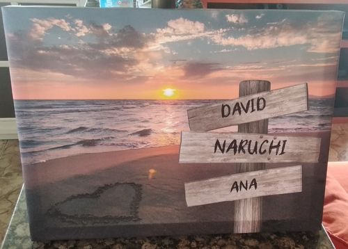 Customer photo review of Lienzo personalizado Corazon en la Playa