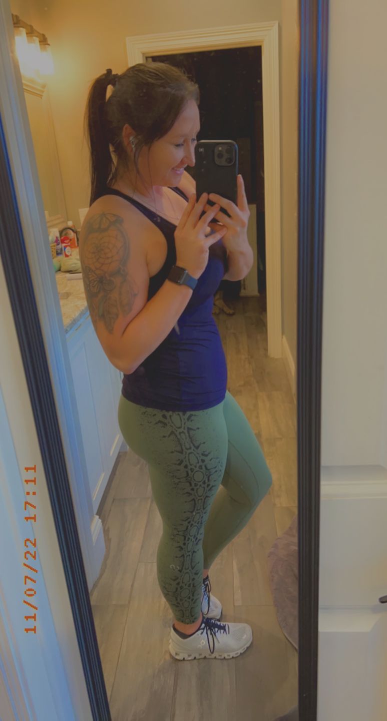 Customer photo review of NKD Leggings - Green Snakeskin