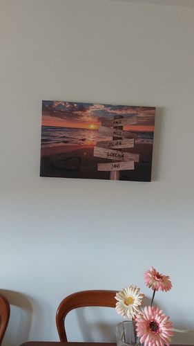 Customer photo review of Lienzo personalizado Corazon en la Playa