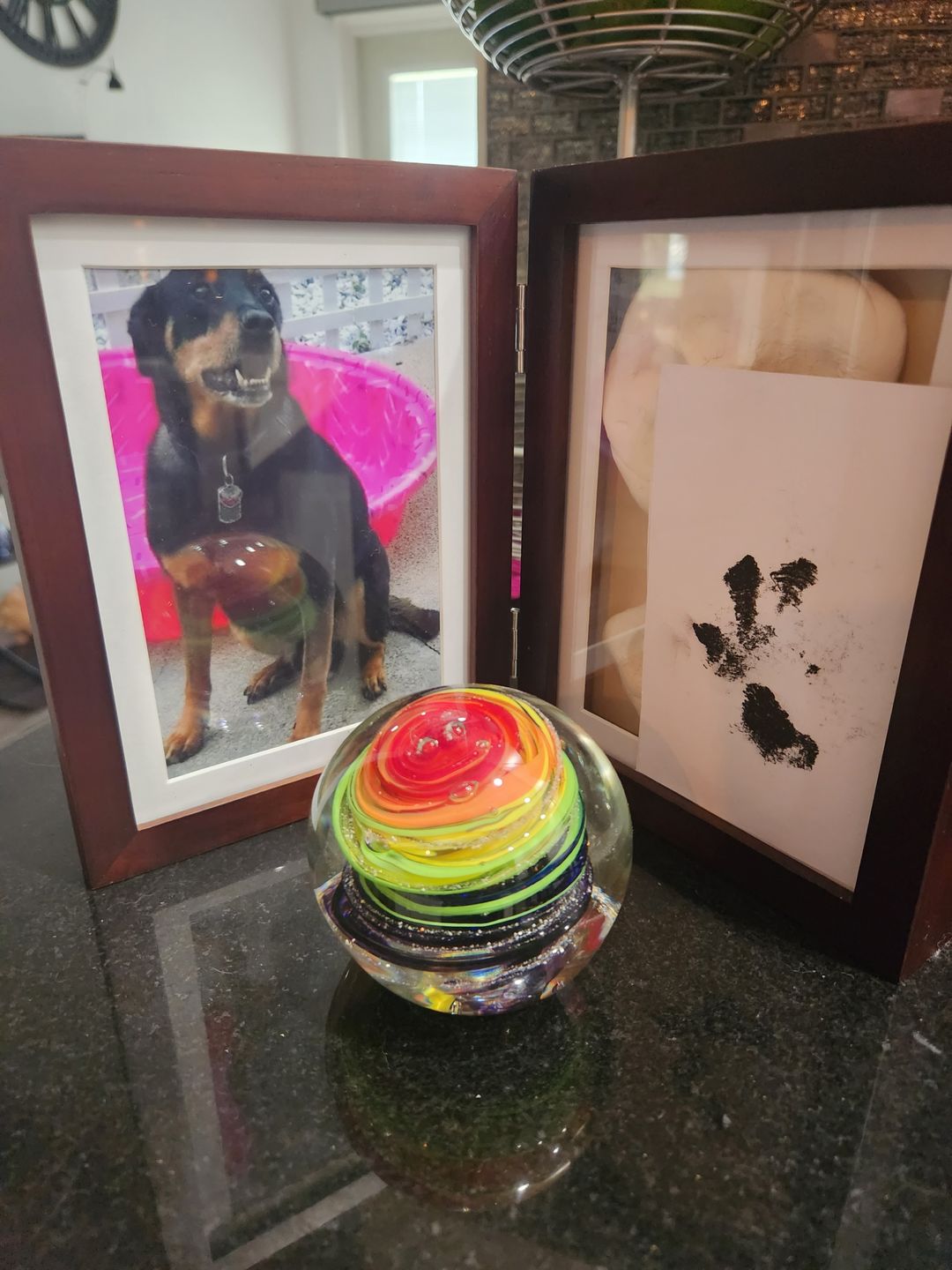 Customer photo review of Rainbow Bridge Swirl with Cremation Ash