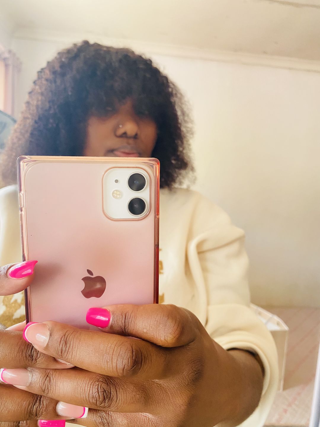 Customer photo review of Brazilian Kinky Curl Fringe - Gabby