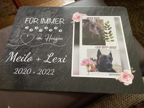 Customer photo review of Hunde Gedenktafel mit Foto & Für immer im Herzen