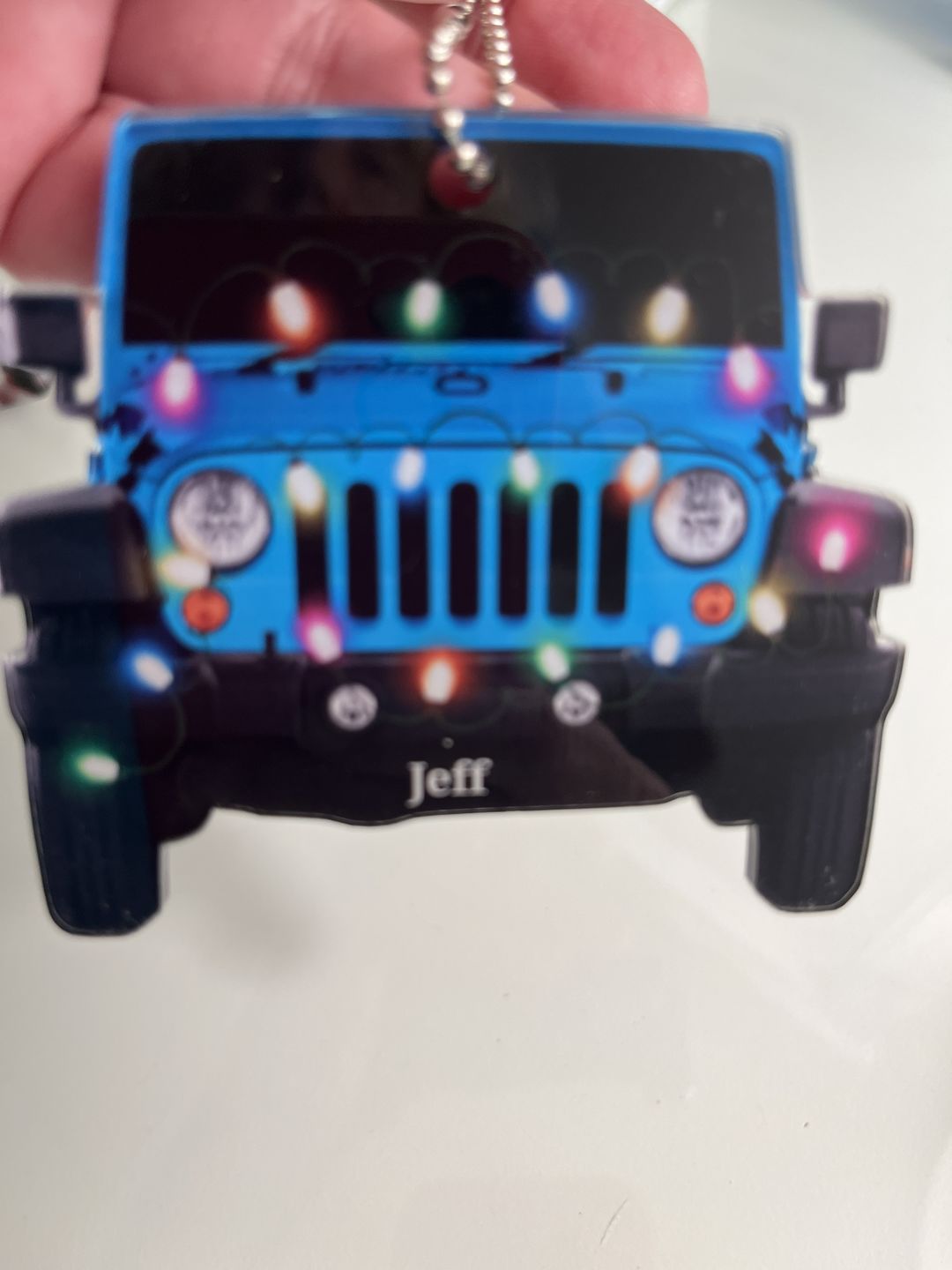 Customer photo review of Personalized Jeep Car Acrylic Christmas Ornament