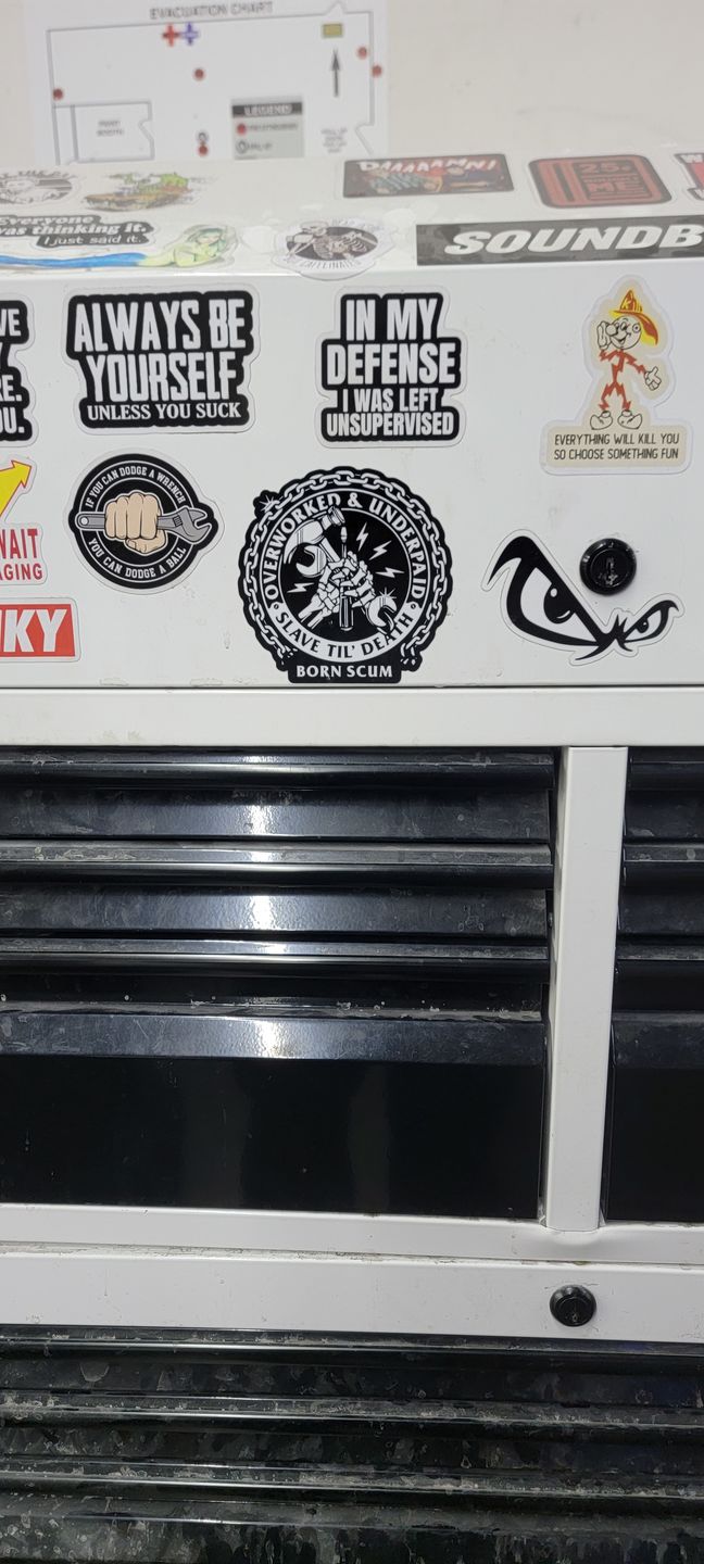 Customer photo review of OVERWORKED STICKER