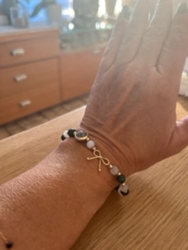 Customer photo review of Bracelet anti-douleur en malachite et pierre de lune | Or fin