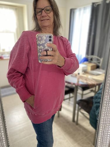 Customer photo review of Zen French Terry Sweatshirt (Hot Pink)