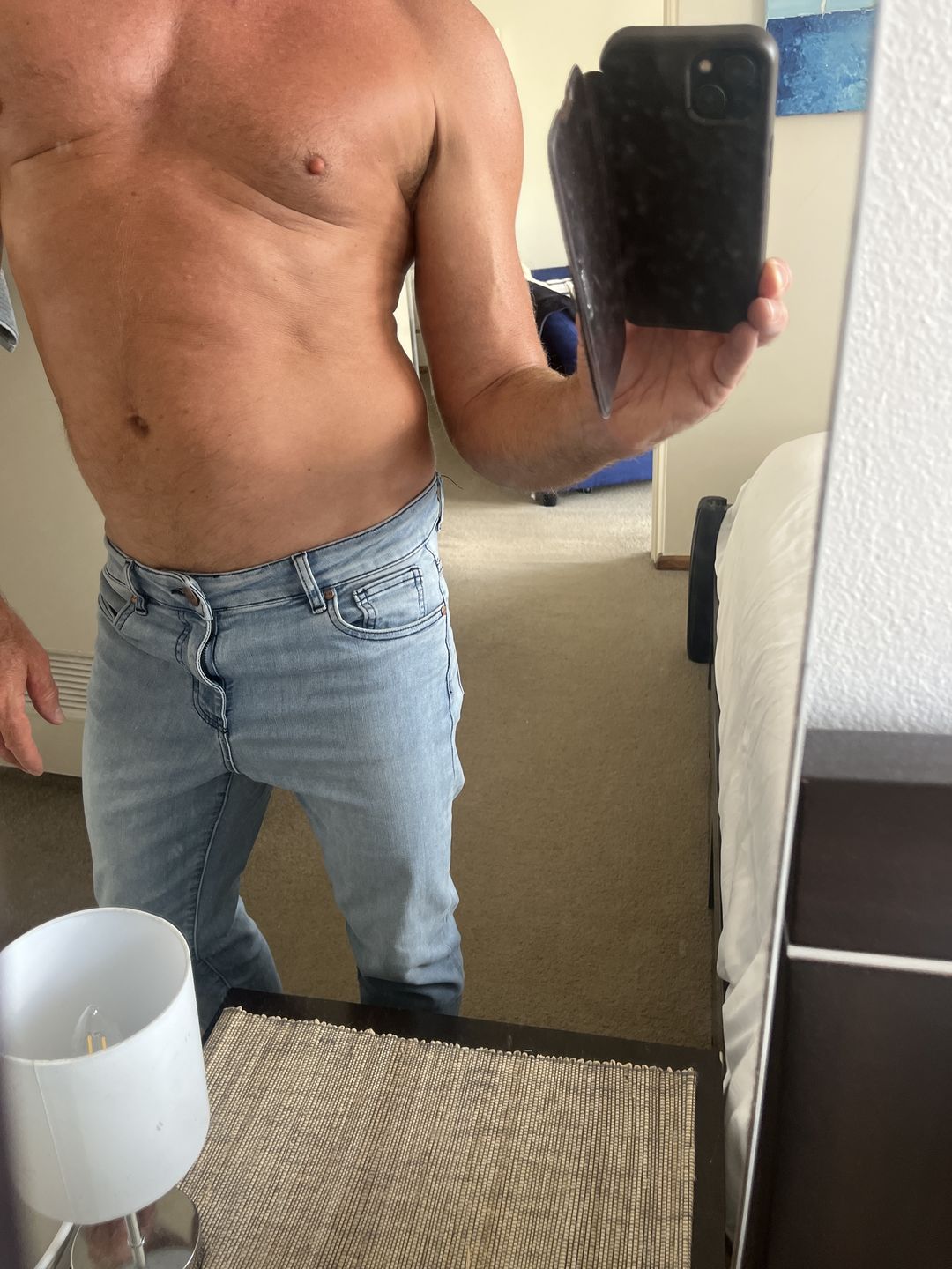Customer photo review of Active Tapered Slim Fit Jeans - Ice