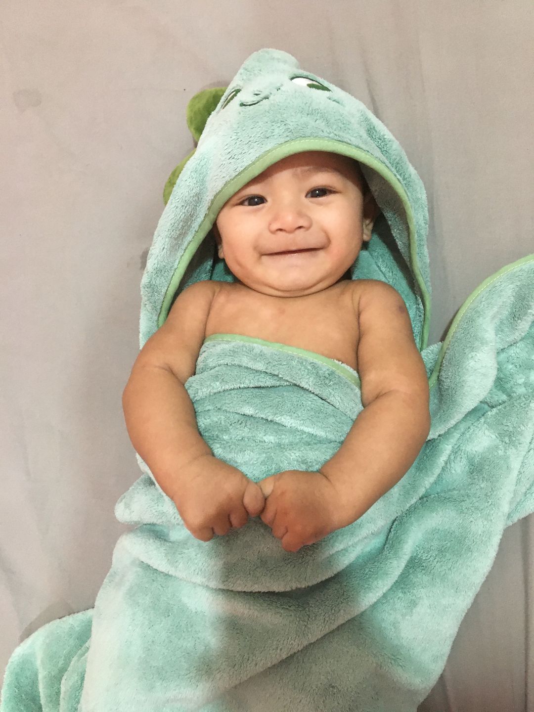 Customer photo review of Genie Dino Bath Towel