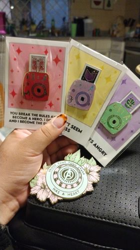 Customer photo review of Chaos Witch Polaroid Camera Pin