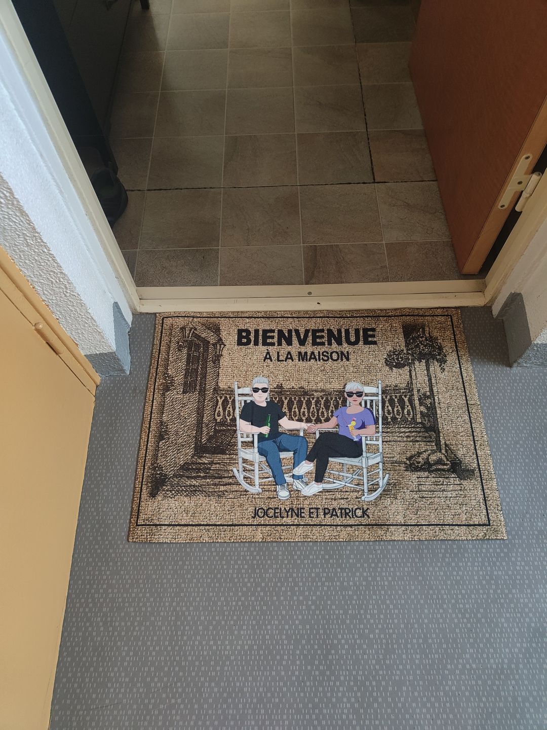 Customer photo review of Chez nous - Paillasson personnalisé
