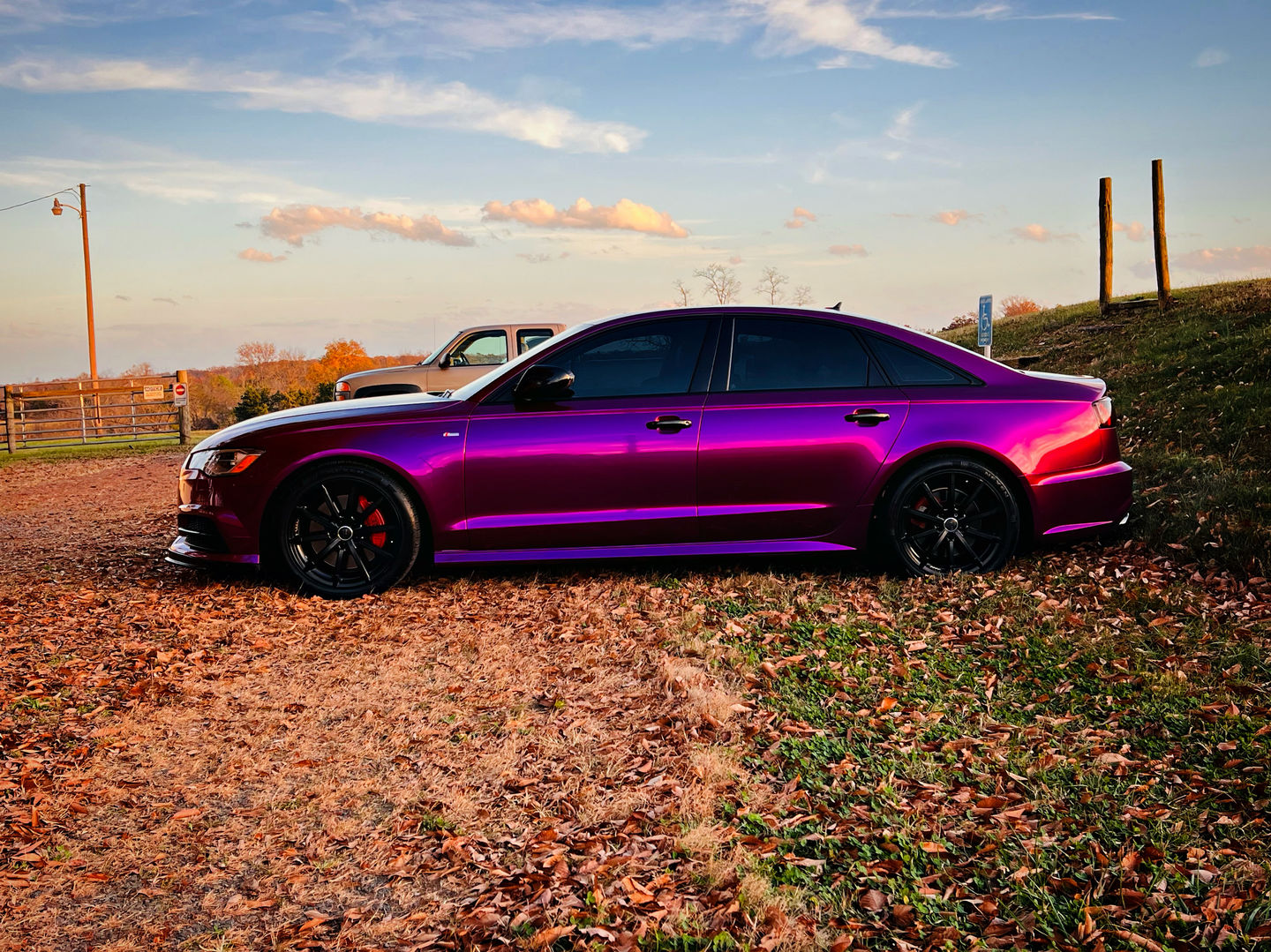 Customer photo review of Glossy Metallic Grape Purple Vinyl Wrap