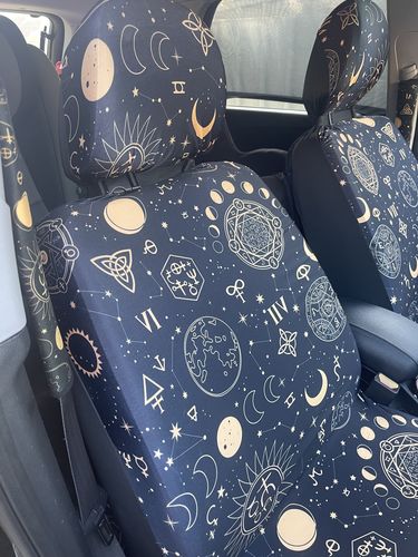 Customer photo review of Black And Sand Celestial Car Seat Covers Full Set
