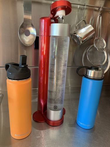 Customer photo review of qarbo Sparkling Water Maker and Fruit Infuser - Metallic Red
