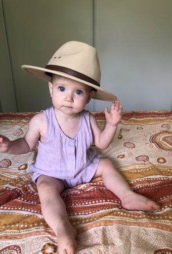 Customer photo review of Linen Wide Leg Romper - Lilac