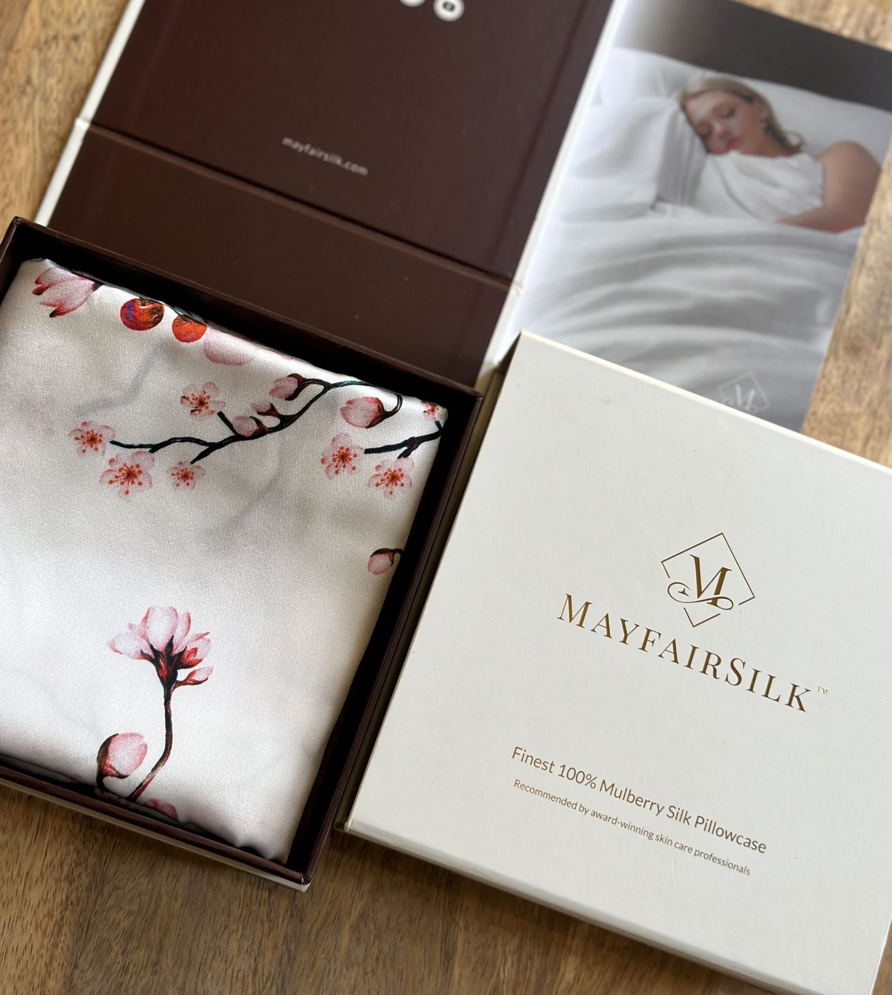 Customer photo review of Cherry Blossom Pure Silk Pillowcase