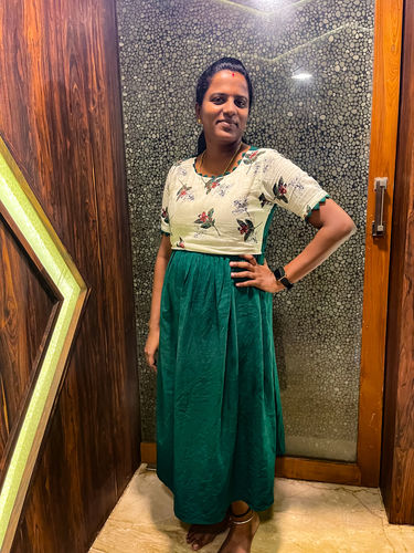 Customer photo review of Cream & Bottle Green Floral Maxi