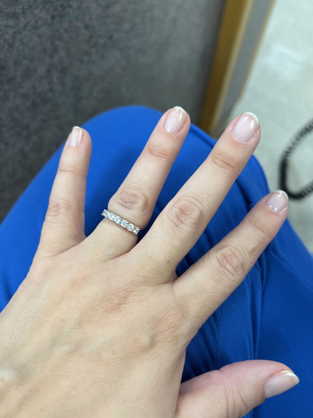 Customer photo review of 7-Stone CZ Eternity Ring in Sterling Silver