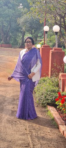 Customer photo review of Purple Partywear Bandhani Printed Georgette Saree