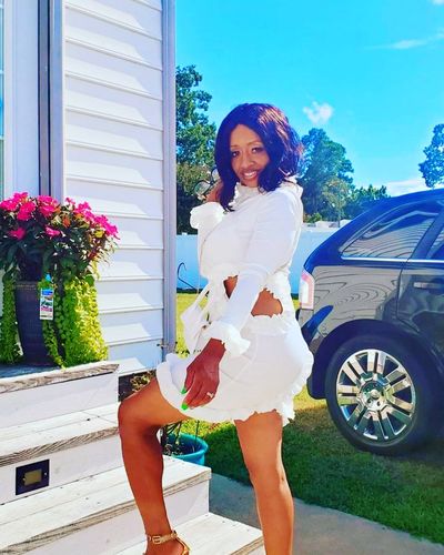 Customer photo review of Cold Shoulder Sweet Ruffles Cutout Mini Dress