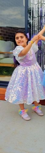 Customer photo review of Flower Girl Dress Blue Sequin Puff Princess Dress Toddler Christmas Dress