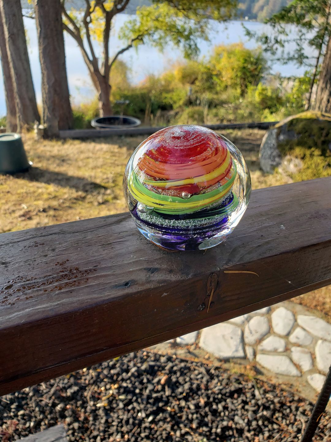 Customer photo review of Rainbow Bridge Swirl with Cremation Ash