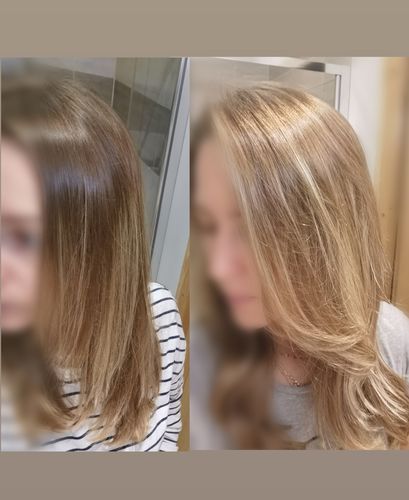 Customer photo review of Notre soin éclaircissant pour des cheveux rayonnants en moins de 5 minutes