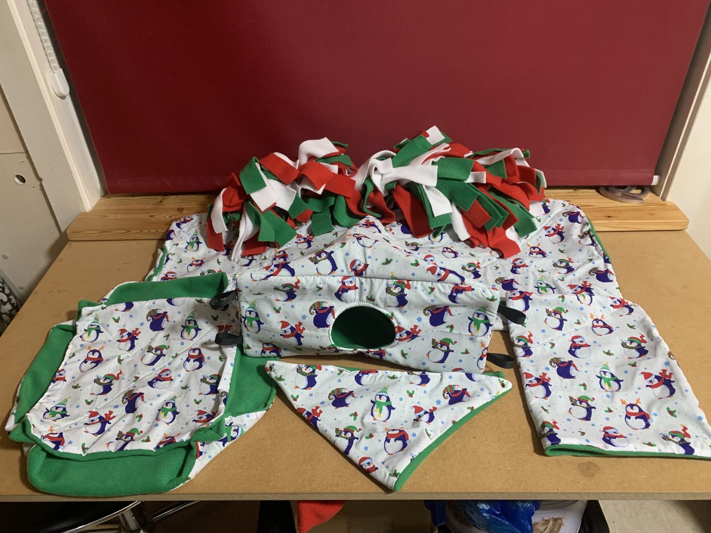 Customer photo review of Christmas Penguins on White Polycotton Fabric