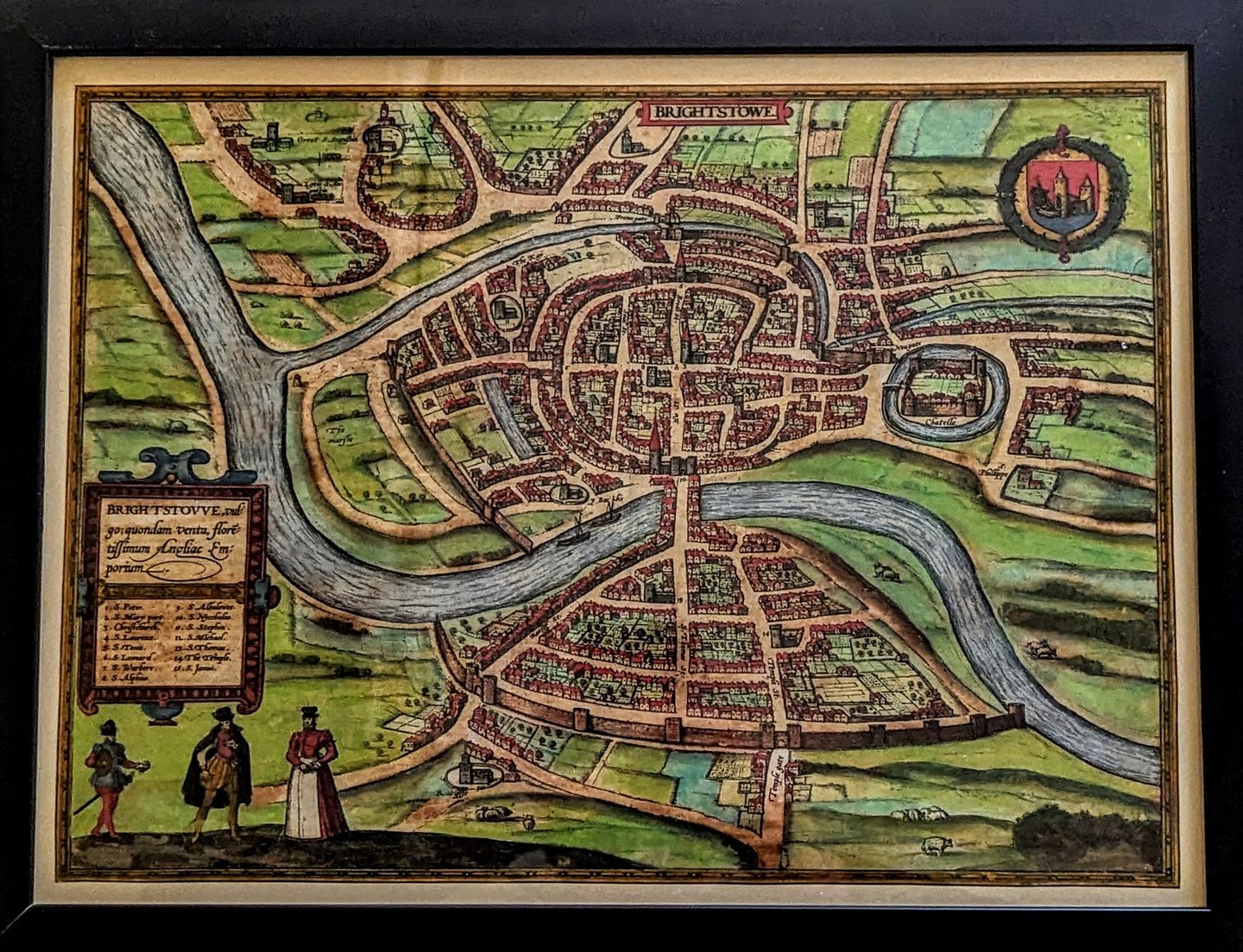Customer photo review of Old Map of Bristol, 1588 by Braun - Brightstowe, Avon, St Nicholas, Newgate, Coat of Arms
