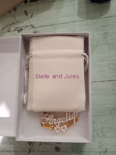Customer photo review of Double Plated Heart Name Necklace with Link Chain